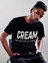 Load image into Gallery viewer, Wu-Tang Clan CREAM T-Shirt Classic. CASH RULES EVERYTHING AROUND ME WU TANG BLACK SHIRT WITH WHITE LETTERS. Perfect match for your favorite pair of Jordans.