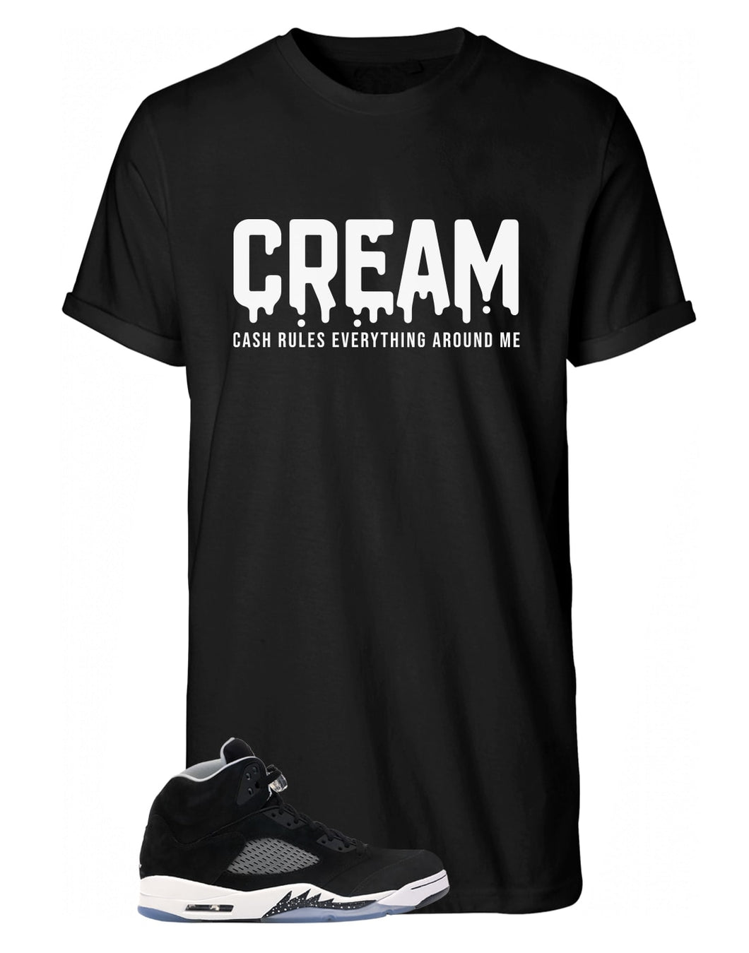 Wu-Tang Clan C.R.E.A.M. T-Shirt Classic. CASH RULES EVERYTHING AROUND ME BLACK SHIRT WITH WHITE LETTERS. Perfect match for your favorite pair of jordans.